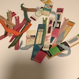 Vintage Lot Talon J&P Coats Zippers Metal Nylon Coil AND Mixed Seam Bindings